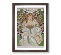 Alphonse Mucha Champenois Framed Wall Art Print A2 Walnut