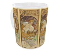 Alphonse Mucha Chocolat Mexicain Mug | Art Nouveau Coffee Mug | Vintage French Advertising Poster | 11oz Ceramic Tea Cup | Gift for Art Lovers