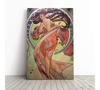 Alphonse Mucha Dance Canvas Print | Gallery Wrapped 30mm Frame Wall Art | 20x14 inches | Ready to Hang | Modern Picture | Living Room Bedroom Lounge Office