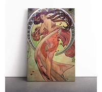 Alphonse Mucha Dance | Canvas Wall Art Print | Framed & Ready to Hang Picture | Modern Home Decor for Living Room, Bedroom, Kitchen or Office | 30x20 Inches