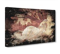 Alphonse Mucha Dusk Canvas Print | Gallery Wrapped 30mm Frame Wall Art | 30x20 inches | Ready to Hang | Modern Picture | Living Room Bedroom Lounge Office