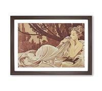 Alphonse Mucha Dusk Framed Wall Art Print A2 Walnut