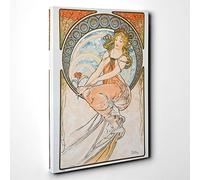 Alphonse Mucha Flower in Hand Canvas Print | Gallery Wrapped 30mm Frame Wall Art | 30x20 inches | Ready to Hang | Modern Floral Picture | Living Room Bedroom Lounge Office