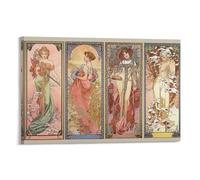 Alphonse Mucha Four Seasons Poster Picture Print Wall Art Poster Painting Canvas Posters Artworks Room Aesthetic 12x18inch(30x45cm)