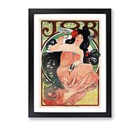 Alphonse Mucha Job Rolling Papers Classic Painting Framed Wall Art Print, Ready to Hang Picture for Living Room Bedroom Home Office Décor, Black A2 (64 x 46 cm)