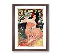 Alphonse Mucha Job Rolling Papers Classic Painting Framed Wall Art Print, Ready to Hang Picture for Living Room Bedroom Home Office Décor, Walnut A2 (64 x 46 cm)