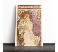 Alphonse Mucha La Dame Aux Camelias Canvas Print | Gallery Wrapped 30mm Frame Wall Art | 20x14 inches | Ready to Hang | Modern Picture | Living Room Bedroom Lounge Office