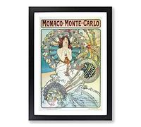 Alphonse Mucha Monaco Monte Carlo Framed Print | A2 Oak Framed Wall Art | Ready to Hang | Modern Nature Picture | Living Room Bedroom Lounge Office