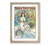 Alphonse Mucha Monaco Monte Carlo Framed Print | A2 Oak Framed Wall Art | Ready to Hang | Modern Nature Picture | Living Room Bedroom Lounge Office