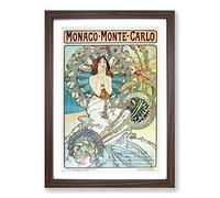Alphonse Mucha Monaco Monte Carlo Framed Print | A2 Walnut Framed Wall Art | Ready to Hang | Modern Nature Picture | Living Room Bedroom Lounge Office
