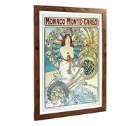 Alphonse Mucha Monaco Monte Carlo Framed Wall Art Print A2 Walnut
