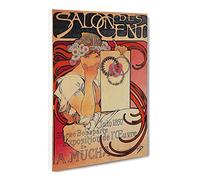Alphonse Mucha Painting Lady Canvas Print | Gallery Wrapped 30mm Frame Wall Art | 20x14 inches | Ready to Hang | Modern People Picture | Living Room Bedroom Lounge Office