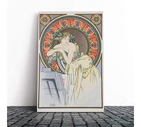 Alphonse Mucha Piece (1) Canvas Print | Gallery Wrapped 30mm Frame Wall Art | 20x14 inches | Ready to Hang | Modern Picture | Living Room Bedroom Lounge Office