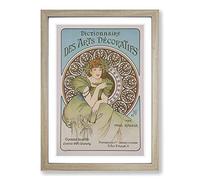 Alphonse Mucha Piece (10) Framed Print | A2 Oak Framed Wall Art | Ready to Hang | Modern Nature Picture | Living Room Bedroom Lounge Office
