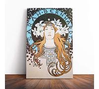 Alphonse Mucha Piece (12) Canvas Print | Gallery Wrapped 30mm Frame Wall Art | 20x14 inches | Ready to Hang | Modern Picture | Living Room Bedroom Lounge Office