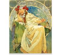 Alphonse Mucha Posters '' Princess Hyacinth '' Wall Art Alphonse Mucha Prints Art Nouveau Canvas Painting For Home Decor Picture 50x70cm No Frame