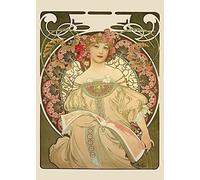 Alphonse Mucha 'Reverie', Czech, 1897, Vintage 250gsm A4 & A3 Classic Art Nouveau Poster Print