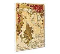 Alphonse Mucha Salon Des Cent Canvas Print | Gallery Wrapped 30mm Frame Wall Art | 24x16 inches | Ready to Hang | Classic Picture | Living Room Bedroom Lounge Office