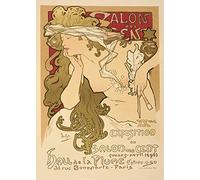 Alphonse Mucha 'Salon des Cent Exposition', Czech, 1896, Vintage 250gsm A4 & A3 Classic Art Nouveau Poster Print