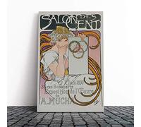 Alphonse Mucha Salon Des Cent No.1 Canvas Print | Gallery Wrapped 30mm Frame Wall Art | 20x14 inches | Ready to Hang | Modern Picture | Living Room Bedroom Lounge Office