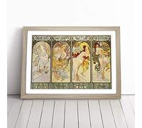 Alphonse Mucha The Four Seasons (1) | Framed Wall Art Print | Modern Home Decor Picture | Ready to Hang Artwork for Living Room, Bedroom, Kitchen or Office | Multiple Sizes