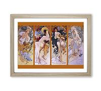 Alphonse Mucha The Four Seasons No.2 Classic Painting Framed Print | A4 Oak Framed Wall Art | Ready to Hang | Classic Historical Picture | Living Room Bedroom Lounge Office