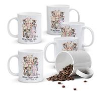 Alphynix 1pc 11oz White Ceramic Mug Featuring a Playful Gathering of Multicolored Kittens, Vibrant and Joyful Gift for Cat Admirers This Holiday Season