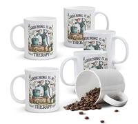 Alphynix 1pc 11oz White Ceramic Mug Featuring Watering Can, Shovel and Blooming Flowers with Bird, Perfect Gift for Gardening Enthusiasts This Holiday Season
