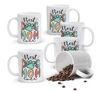 Alphynix 1pc 11oz White Mug with "Best Dog Mom Ever" Quote & Bone/Paw Print Design, Heartwarming Christmas or Thanksgiving Gift for Dog Lovers