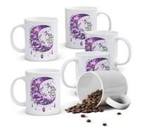 Alphynix 1pc 11oz White Mug with Celestial "Stay Wild Moon Child" Quote & Purple Crystal Moon Design, Mystical Zodiac Christmas or Thanksgiving Gift