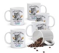 Alphynix 1pc 11oz White Mug with "I Just Need My CAT" Quote & Sunflower Design, Heartwarming Cat Therapy Christmas or Thanksgiving Gift