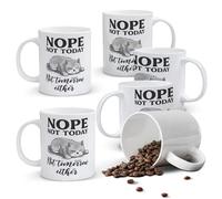 Alphynix 1pc 11oz White Mug with "NOPE NOT TODAY" Grumpy Cat Design and Humorous Quote, Funny Rejection Humor Christmas or Thanksgiving Gift