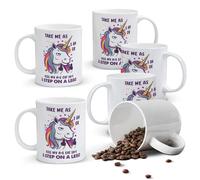 Alphynix 1pc 11oz White Mug with "Take Me As I Am" Unapologetic Quote & Sassy Unicorn, Bold Attitude Christmas or Thanksgiving Gift