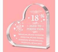 Alphynix 1pc 18th Birthday Crystal Heart, "AGED TO PERFECTION" Keepsake with Full Blessing Poem, Memorial Gift for 18th Birthday Celebration