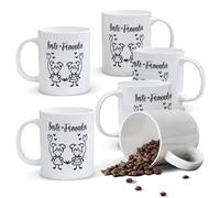 Alphynix 1pc Beste Freundin Mug, 11oz German "Best Friend" Ceramic Cup with Two Girls Holding Heart Balloons, Cute Gift for Bestie, Sister, Friendship Day