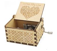 Alphynix 1pc "Can't Help Falling in Love" Music Box, Hand-Cranked Wooden Keepsake with Heart-shaped Lyrics Engraving and Floral Carvings, Vintage Musical Gift for Romantic Occasions