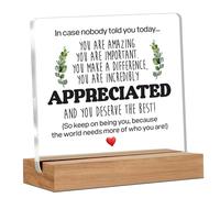 Alphynix 1pc Daily Encouragement Plaque, "In case nobody told you today..." Acrylic Gift with Wood Base, Features Uplifting Messages like "YOU ARE AMAZING" & "YOU MAKE A DIFFERENCE", Includes Green Le