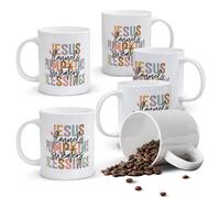Alphynix 1pc Jesus Pumpkin Sweaters Mug, 11oz Ceramic Coffee Cup with Vintage Color Block Text, Unique Fall Thanksgiving Gift, Christian Autumn Blessing