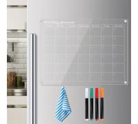 Alphynix 1pc Monthly Planning Board, Black Dry-Erase Calendar with Sunday to Saturday Layout, Includes Sample Entries, 4 Markers & Cleaning Cloth for Home Office