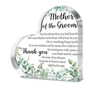 Alphynix 1pc Mother of the Groom Heart Plaque, Acrylic Keepsake with "You Loved Him First" Full Message and Eucalyptus Leaf Design, Wedding Thank You Gift from Bride to Groom's Mother