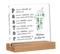 Alphynix 1pc Spiritual Leadership Plaque, "PASTOR" Acronym Breakdown on Clear Acrylic with Wooden Base, Features "SHEPHERD" & "RIGHTEOUSNESS" Definitions, Ministry Appreciation Gift