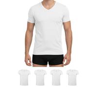 ALPIDEX 4-Pack Men's T-Shirts V-Neck Bussines Undershirts Short Sleeve Stretch Underwear Vests, Size:XXXL, Colour:White