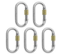 ALPIDEX 5 Steel Carabiners Oval Screwgate 25 kN EN 362 Work Safety | Screw Lock, Belay, Fall Arrest, Hammock, Swing, Galvanised, EN 12275, Heavy Duty, Kit, Mountaineering