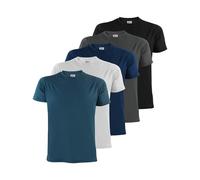 ALPIDEX Men's T-Shirts Pack of 5 Round Neck 100% Cotton Men Shirt Plain Short Sleeve Tshirt Casual S M L XL XXL 3XL 4XL 5XL, Size:XL, Colour:Water