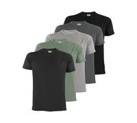 ALPIDEX Men's T-Shirts Pack of 5 Round Neck 100% Cotton Men Shirt Plain Short Sleeve Tshirt Casual S M L XL XXL 3XL 4XL 5XL, Size:5XL, Colour:Storm