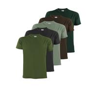 ALPIDEX Men's T-Shirts Pack of 5 Round Neck 100% Cotton Men Shirt Plain Short Sleeve Tshirt Casual S M L XL XXL 3XL 4XL 5XL, Size:s, Colour:Forest
