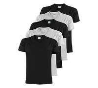 ALPIDEX Men's T-Shirts Pack of 5 V-Neck 100% Cotton Men Shirt Tshirt Short Sleeve Cotton Casual Plain S M L XL XXL 3XL 4XL 5XL, Size:XXL, Colour:Black/White