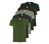 ALPIDEX Men's T-Shirts Pack of 5 V-Neck 100% Cotton Men Shirt Tshirt Short Sleeve Cotton Casual Plain S M L XL XXL 3XL 4XL 5XL, Size:4XL, Colour:Forest
