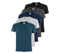 ALPIDEX Men's T-Shirts Pack of 5 V-Neck 100% Cotton Men Shirt Tshirt Short Sleeve Cotton Casual Plain S M L XL XXL 3XL 4XL 5XL, Size:m, Colour:Water