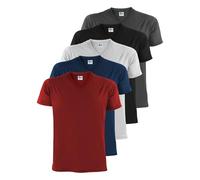 ALPIDEX Men's T-Shirts Pack of 5 V-Neck 100% Cotton Men Shirt Tshirt Short Sleeve Cotton Casual Plain S M L XL XXL 3XL 4XL 5XL, Size:5XL, Colour:Fire